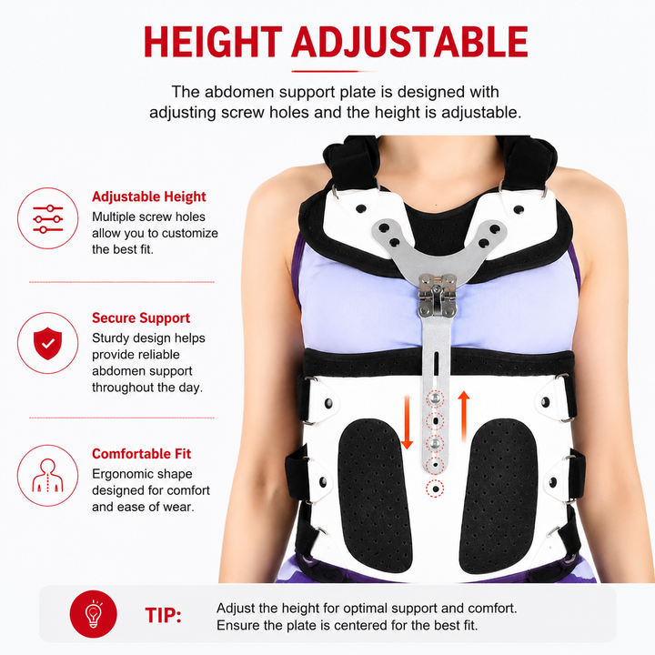 Premium TLSO Thoracic Full Back Brace Adjustable Spinal Support Kyphosis Osteoporosis Posture Correction Compression Fracture Recovery Brace S-L