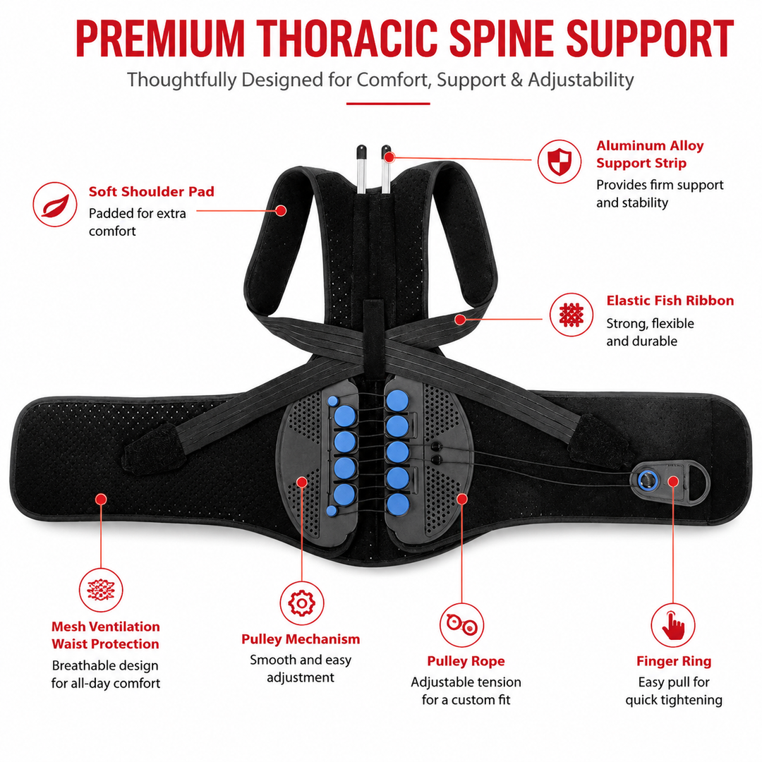 Premium TLSO Thoracic Full Back Brace Adjustable Spinal Support Kyphosis Osteoporosis Posture Correction Compression Fracture Recovery Brace S-L