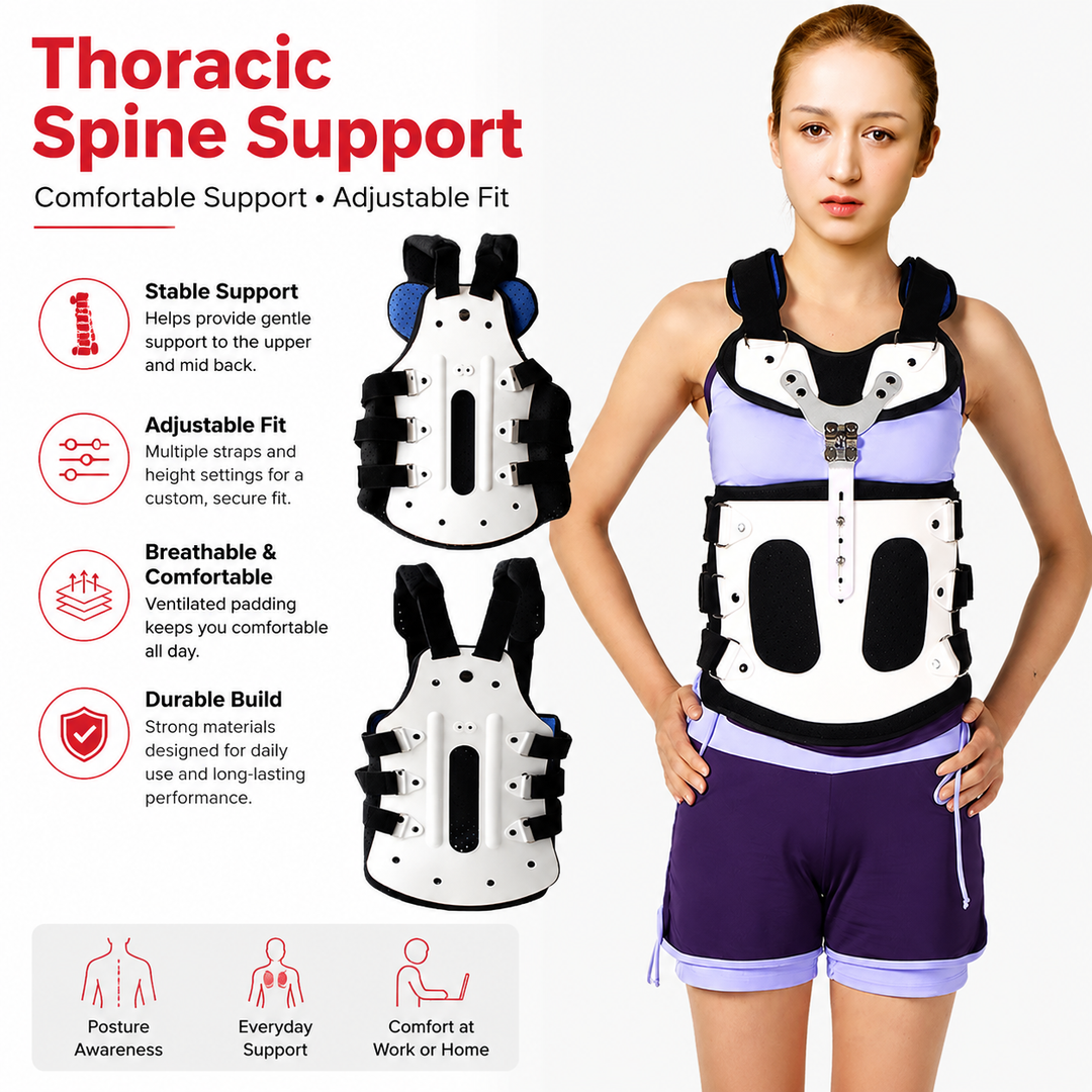 Premium TLSO Thoracic Full Back Brace Adjustable Spinal Support Kyphosis Osteoporosis Posture Correction Compression Fracture Recovery Brace S-L