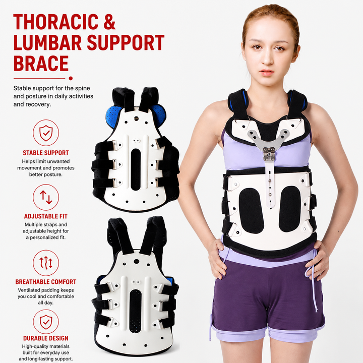 Premium TLSO Thoracic Full Back Brace Spinal Support Kyphosis Osteoporosis Compression Fracture Posture Corrector Adjustable Back Stabilizer