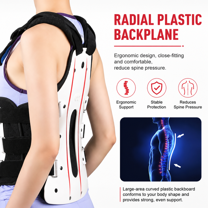 Premium TLSO Thoracic Full Back Brace Spinal Support Kyphosis Osteoporosis Compression Fracture Posture Corrector Adjustable Back Stabilizer