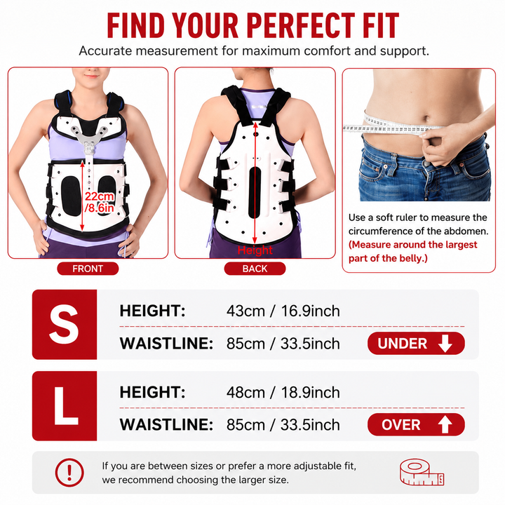 Premium TLSO Thoracic Full Back Brace Spinal Support Kyphosis Osteoporosis Compression Fracture Posture Corrector Adjustable Back Stabilizer