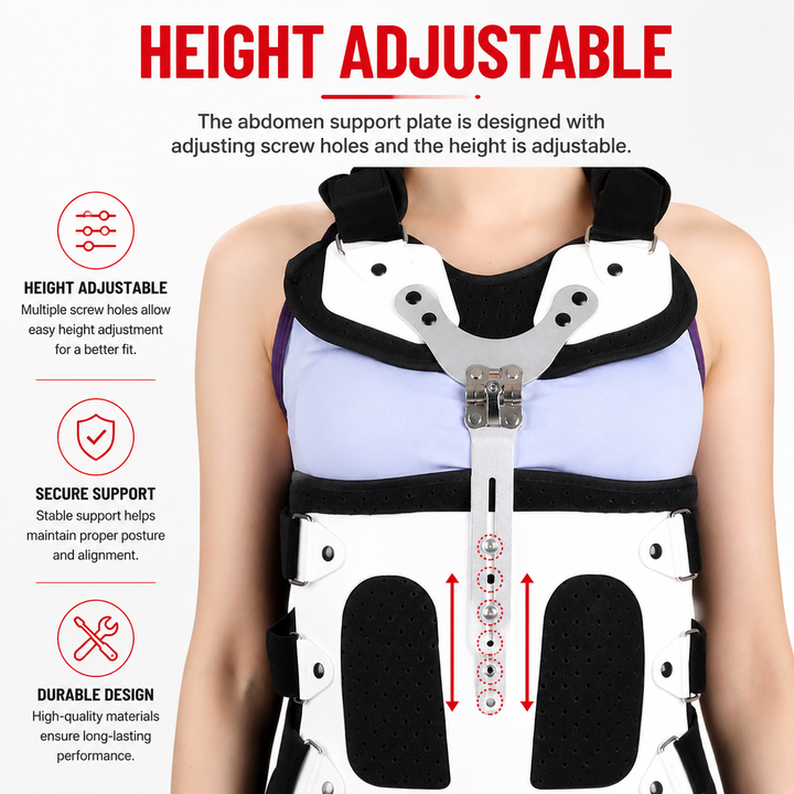 Premium TLSO Thoracic Full Back Brace Spinal Support Kyphosis Osteoporosis Compression Fracture Posture Corrector Adjustable Back Stabilizer