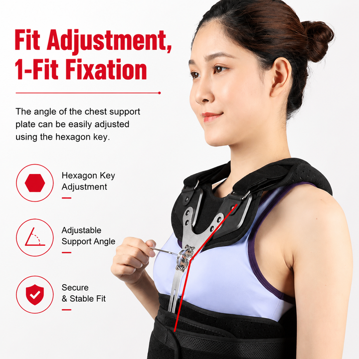 Premium TLSO Thoracic Full Back Brace Spinal Support Kyphosis Osteoporosis Compression Fracture Posture Corrector Adjustable Back Stabilizer