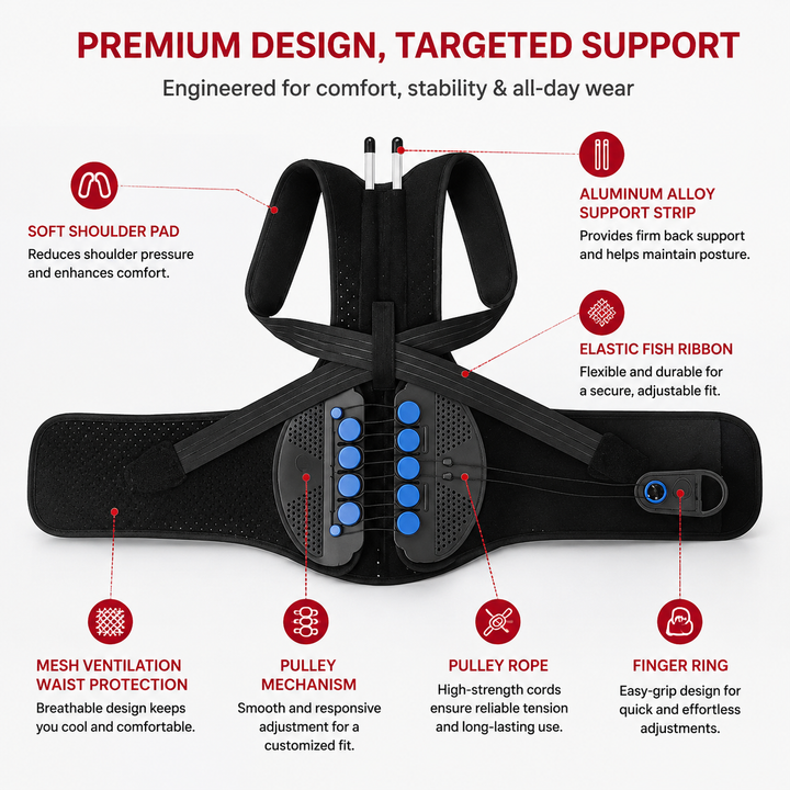 Premium TLSO Thoracic Full Back Brace Spinal Support Kyphosis Osteoporosis Compression Fracture Posture Corrector Adjustable Back Stabilizer