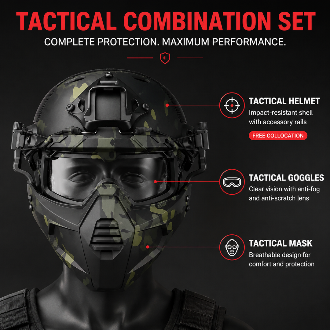 Premium Tactical FAST Helmet Half Face Mask Flip Goggles Airsoft Paintball Hunting Shooting Mask Helmet Rail Mount Protective Gear Accessory