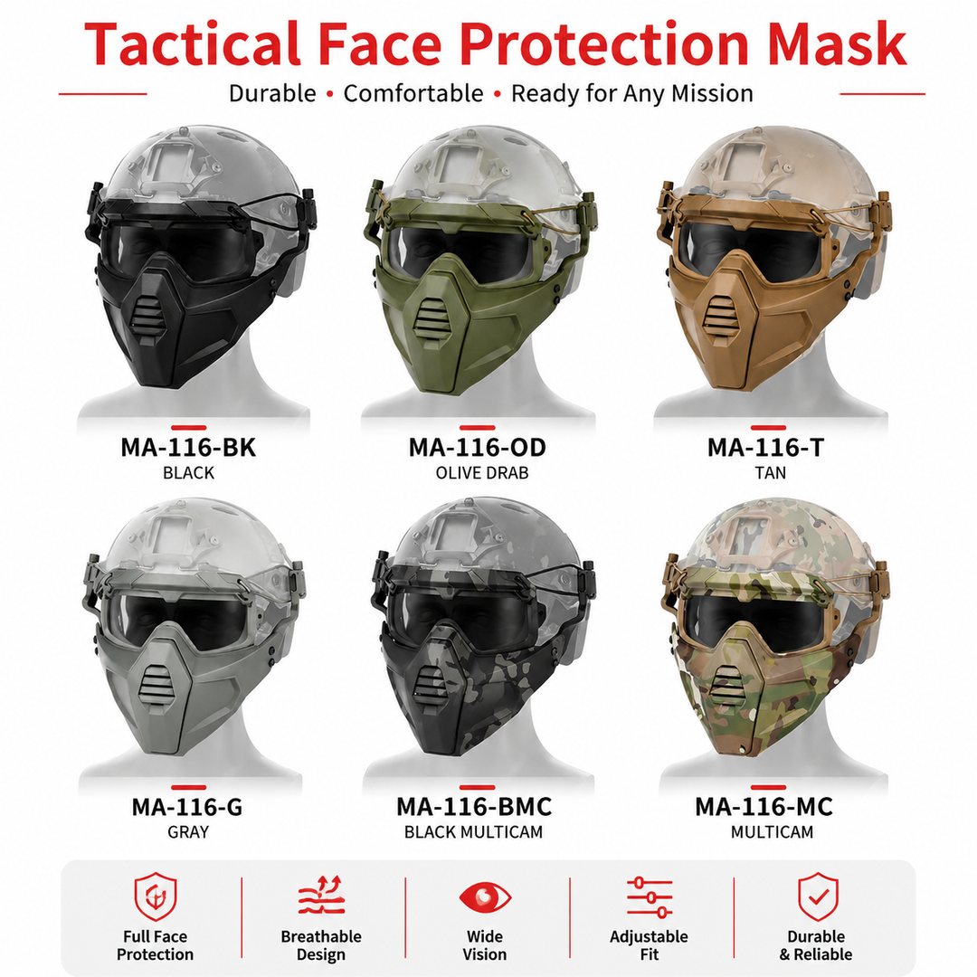Premium Tactical FAST Helmet Half Face Mask Flip Goggles Airsoft Paintball Hunting Shooting Mask Helmet Rail Mount Protective Gear Accessory