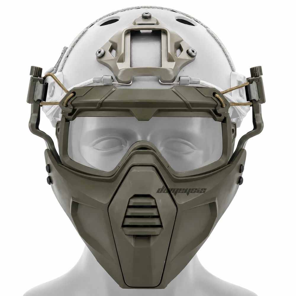 Premium Tactical FAST Helmet Half Face Mask Flip Goggles Airsoft Paintball Hunting Shooting Mask Helmet Rail Mount Protective Gear Accessory