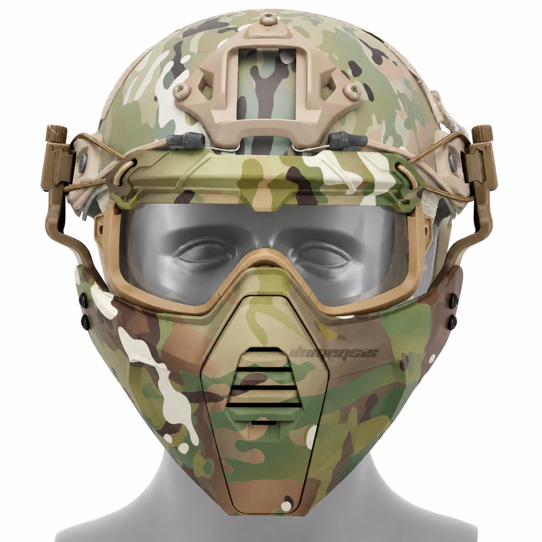 Premium Tactical FAST Helmet Half Face Mask Flip Goggles Airsoft Paintball Hunting Shooting Mask Helmet Rail Mount Protective Gear Accessory