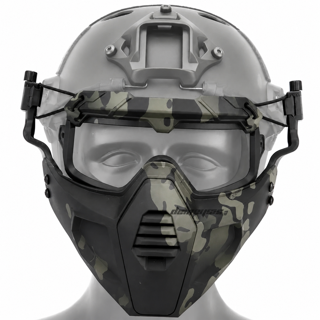 Premium Tactical FAST Helmet Half Face Mask Flip Goggles Airsoft Paintball Hunting Shooting Mask Helmet Rail Mount Protective Gear Accessory