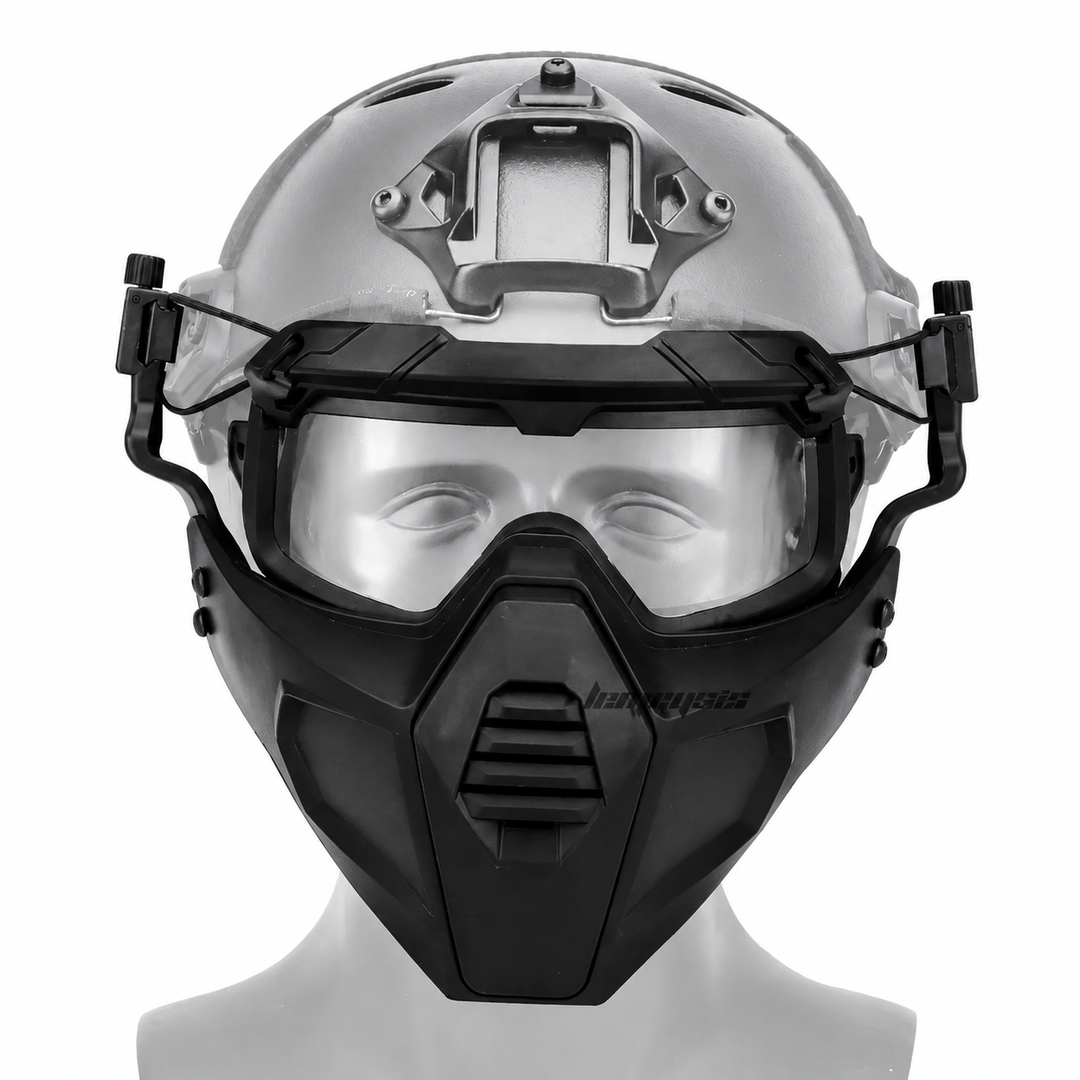 Premium Tactical FAST Helmet Half Face Mask Flip Goggles Airsoft Paintball Hunting Shooting Mask Helmet Rail Mount Protective Gear Accessory