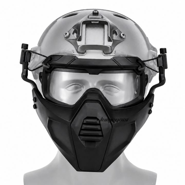Premium Tactical FAST Helmet Half Face Mask Flip Goggles Airsoft Paintball Hunting Shooting Mask Helmet Rail Mount Protective Gear Accessory
