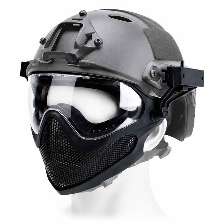 Premium Tactical FAST Helmet Half Face Mask Flip Goggles Airsoft Paintball Hunting Shooting Mask Helmet Rail Mount Protective Gear Accessory