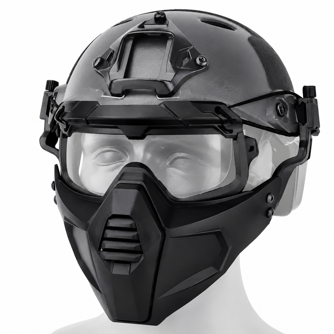 Premium Tactical FAST Helmet Half Face Mask Flip Goggles Airsoft Paintball Hunting Shooting Mask Helmet Rail Mount Protective Gear Accessory