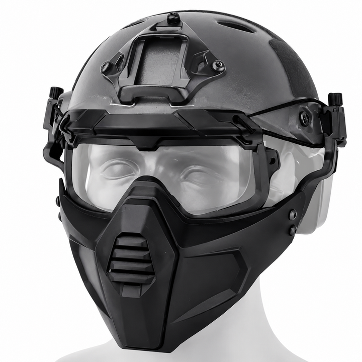 Premium Tactical FAST Helmet Half Face Mask Flip Goggles Airsoft Paintball Hunting Shooting Mask Helmet Rail Mount Protective Gear Accessory