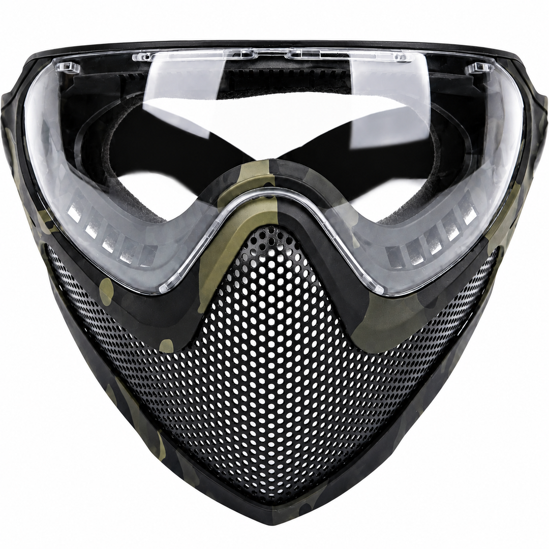 Premium Tactical Helmet Mask with Goggles FAST Rail Compatible Half Face Mask Breathable Lightweight Airsoft Paintball Hunting Protective Gear