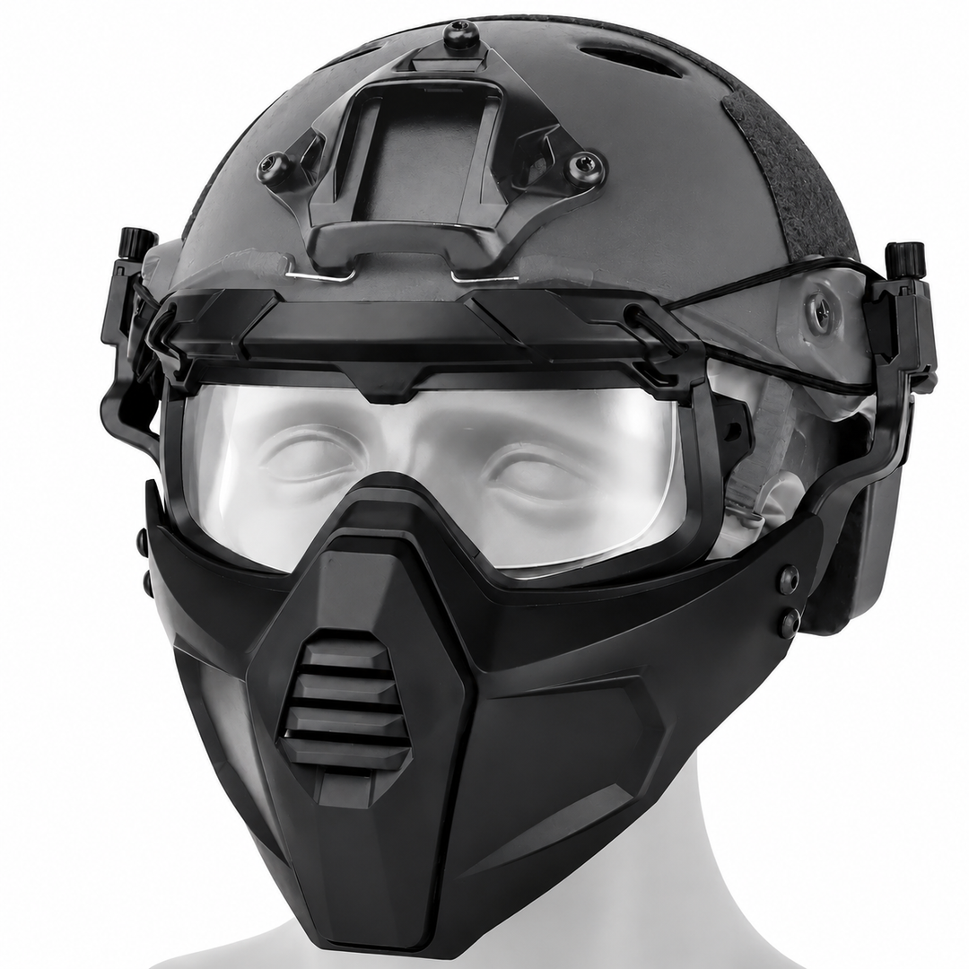 Premium Tactical Helmet Mask with Goggles FAST Rail Compatible Half Face Mask Breathable Lightweight Airsoft Paintball Hunting Protective Gear