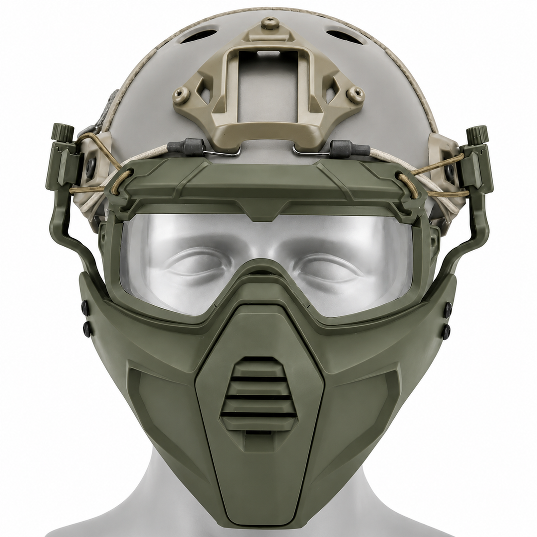Premium Tactical Helmet Mask with Goggles FAST Rail Compatible Half Face Mask Breathable Lightweight Airsoft Paintball Hunting Protective Gear