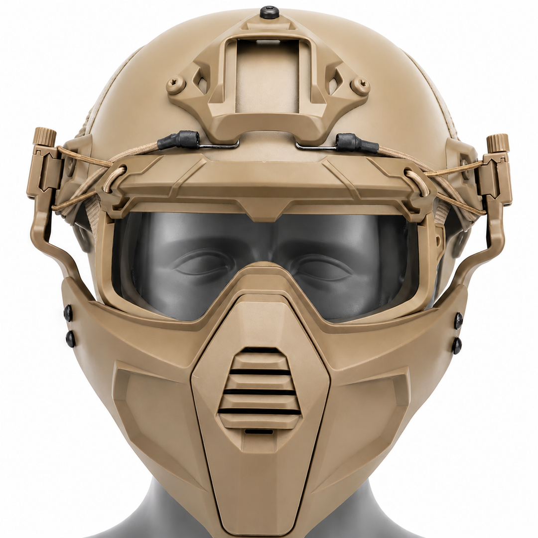Premium Tactical Helmet Mask with Goggles FAST Rail Compatible Half Face Mask Breathable Lightweight Airsoft Paintball Hunting Protective Gear