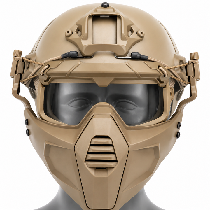 Premium Tactical Helmet Mask with Goggles FAST Rail Compatible Half Face Mask Breathable Lightweight Airsoft Paintball Hunting Protective Gear