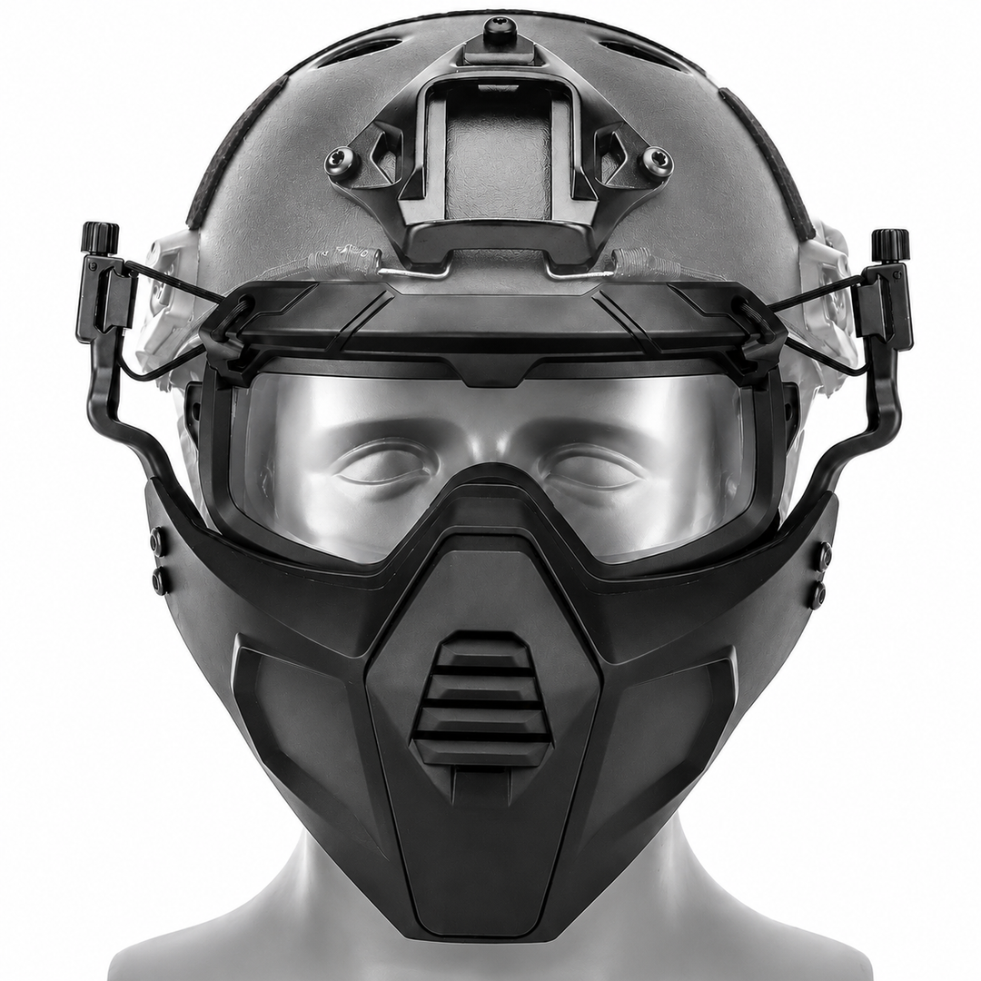 Premium Tactical Helmet Mask with Goggles FAST Rail Compatible Half Face Mask Breathable Lightweight Airsoft Paintball Hunting Protective Gear