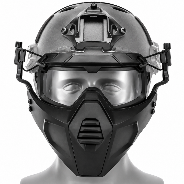 Premium Tactical Helmet Mask with Goggles FAST Rail Compatible Half Face Mask Breathable Lightweight Airsoft Paintball Hunting Protective Gear