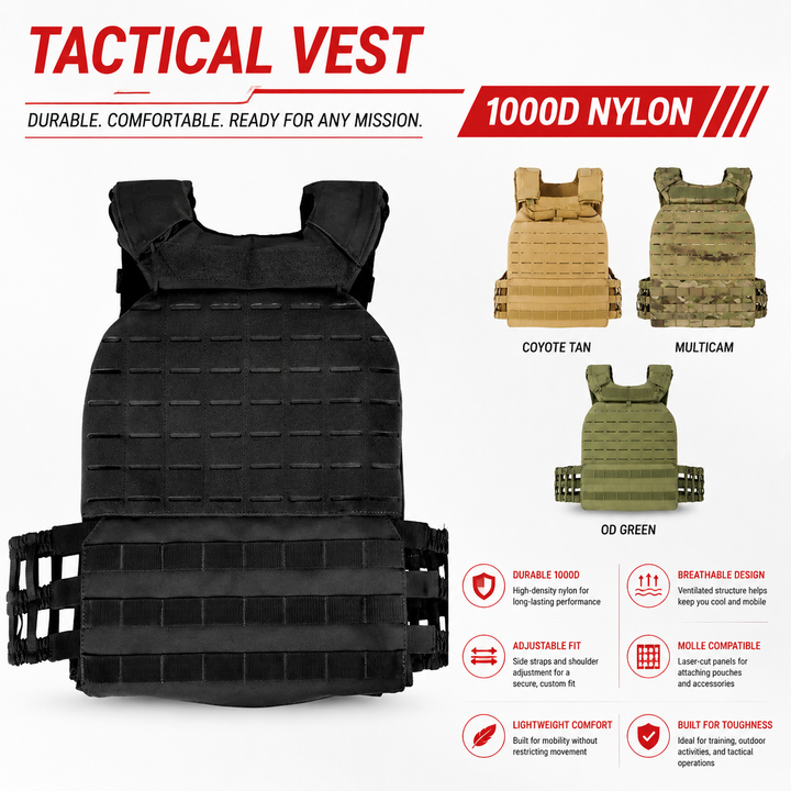 Premium Tactical Hunting Vest Camouflage 900D Weighted Plate Carrier Adjustable Fitness Combat Training Vest Outdoor Strength Endurance Gear Men