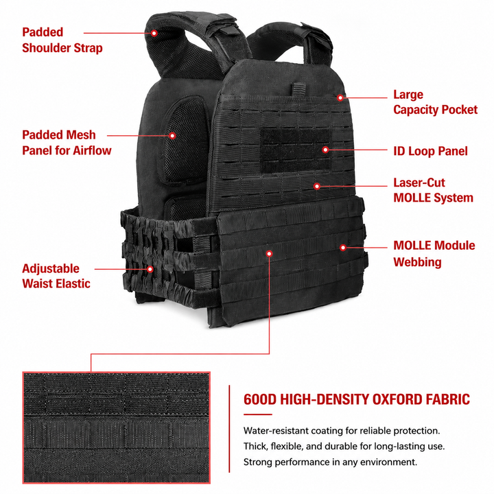 Premium Tactical Hunting Vest Camouflage 900D Weighted Plate Carrier Adjustable Fitness Combat Training Vest Outdoor Strength Endurance Gear Men
