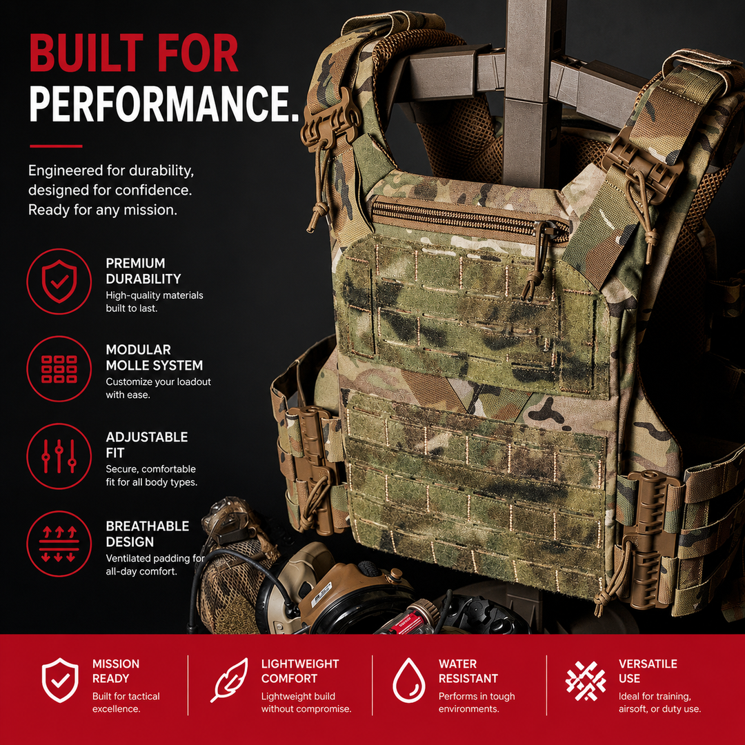 Premium Tactical Plate Carrier Vest K19 MOLLE Hunting Vest Quick Release Adjustable Cummerbund Airsoft Combat Gear SAPI ESAPI Compatible Vest