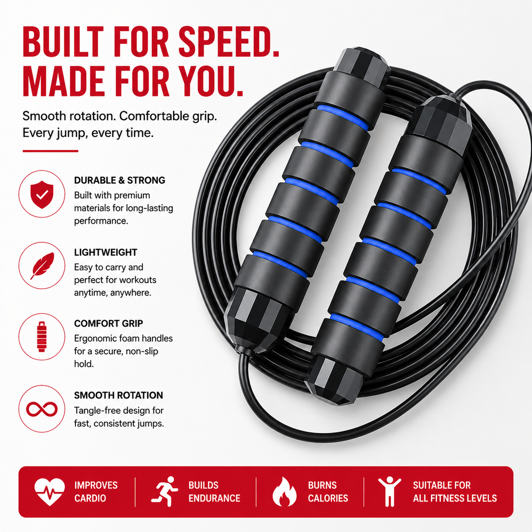 Premium Tangle-Free Jump Rope Adjustable 3m Speed Skipping Rope Ball Bearings Steel Wire PVC Coated Non Slip EVA Handles Gym Cardio Boxing Fitness