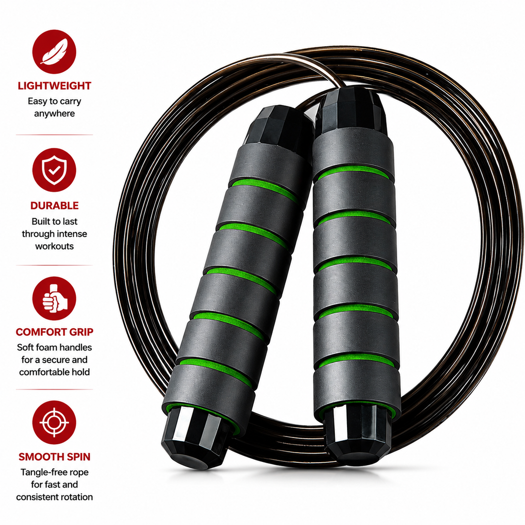 Premium Tangle-Free Jump Rope Adjustable 3m Speed Skipping Rope Ball Bearings Steel Wire PVC Coated Non Slip EVA Handles Gym Cardio Boxing Fitness