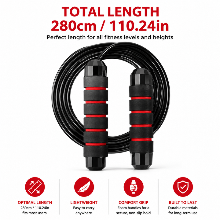 Premium Tangle-Free Jump Rope Adjustable 3m Speed Skipping Rope Ball Bearings Steel Wire PVC Coated Non Slip EVA Handles Gym Cardio Boxing Fitness