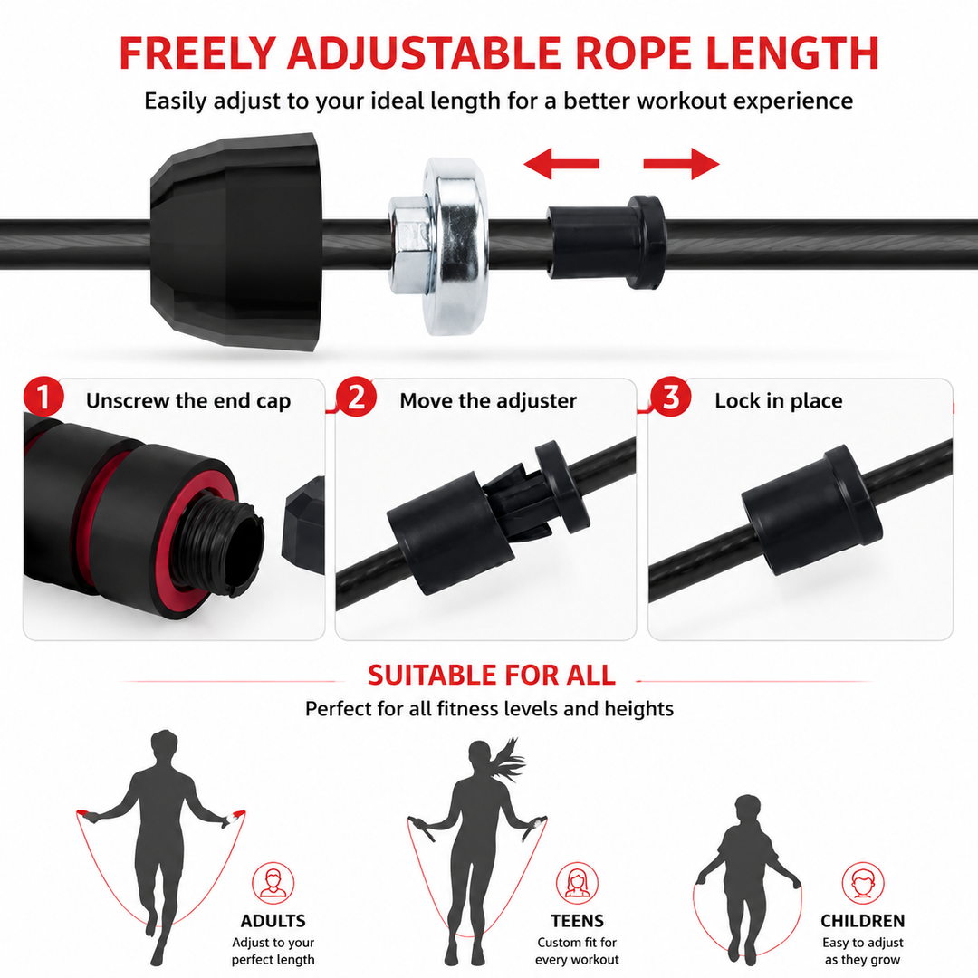 Premium Tangle-Free Jump Rope Adjustable 3m Speed Skipping Rope Ball Bearings Steel Wire PVC Coated Non Slip EVA Handles Gym Cardio Boxing Fitness