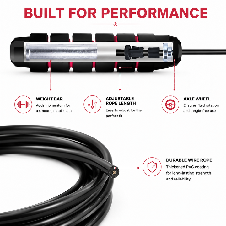 Premium Tangle-Free Jump Rope Adjustable 3m Speed Skipping Rope Ball Bearings Steel Wire PVC Coated Non Slip EVA Handles Gym Cardio Boxing Fitness