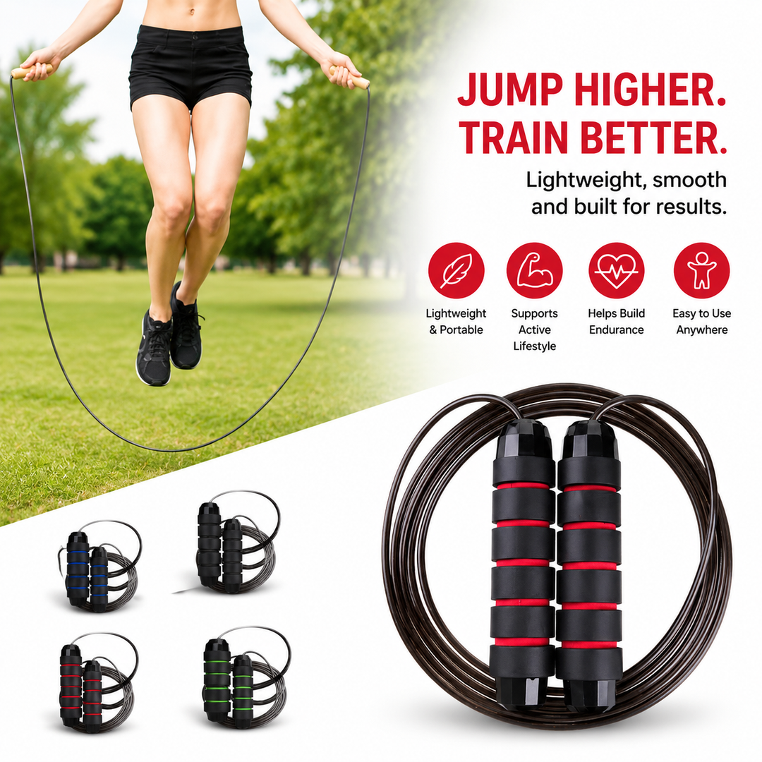 Premium Tangle-Free Jump Rope Adjustable 3m Speed Skipping Rope Ball Bearings Steel Wire PVC Coated Non Slip EVA Handles Gym Cardio Boxing Fitness
