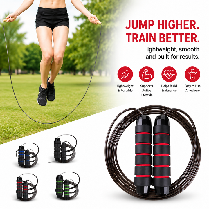 Premium Tangle-Free Jump Rope Adjustable 3m Speed Skipping Rope Ball Bearings Steel Wire PVC Coated Non Slip EVA Handles Gym Cardio Boxing Fitness