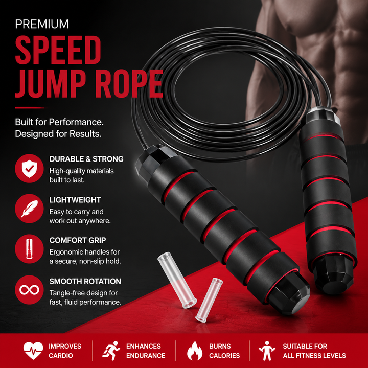 Premium Tangle-Free Jump Rope Adjustable 3m Speed Skipping Rope Ball Bearings Steel Wire PVC Coated Non Slip EVA Handles Gym Cardio Boxing Fitness