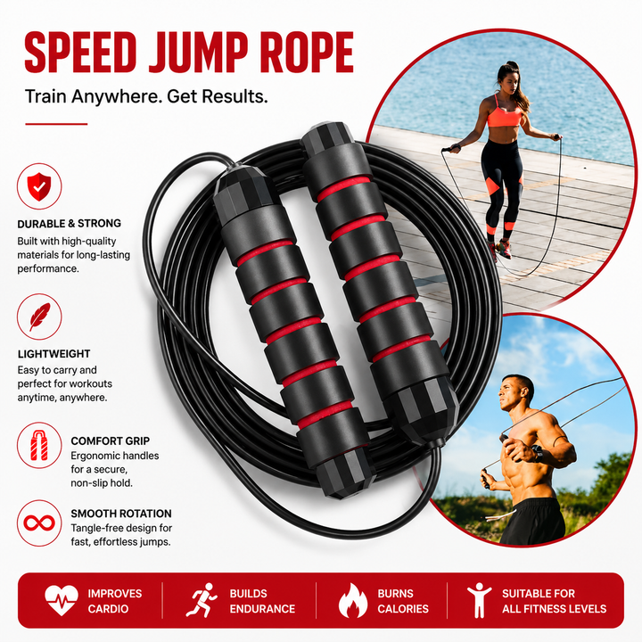 Premium Tangle-Free Jump Rope Adjustable 3m Speed Skipping Rope Ball Bearings Steel Wire PVC Coated Non Slip EVA Handles Gym Cardio Boxing Fitness