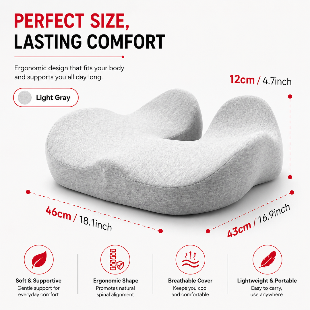 Premium Thick Memory Foam Seat Cushion Office Chair Cushion Long Sitting Coccyx Support Hip Support Tailbone Relief Ergonomic Chair Pad Home Car Use