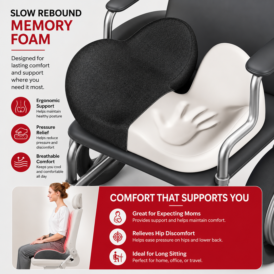 Premium Thick Memory Foam Seat Cushion Office Chair Cushion Long Sitting Coccyx Support Hip Support Tailbone Relief Ergonomic Chair Pad Home Car Use