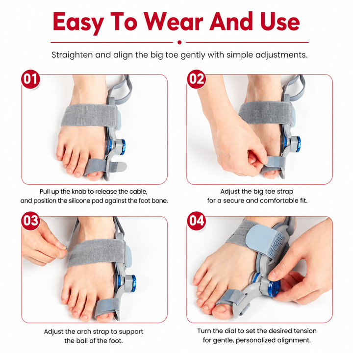 Premium Toe Alignment Support Adjustable Bunion Corrector Hallux Valgus Toe Separator Rotatable Splint Non Slip Big Toe Brace Daily Comfort Fit
