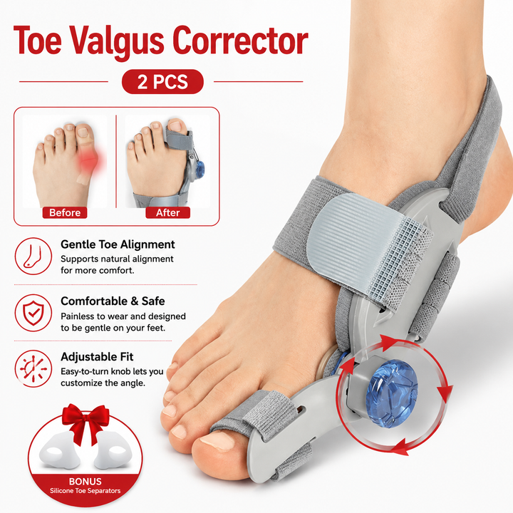 Premium Toe Alignment Support Adjustable Bunion Corrector Hallux Valgus Toe Separator Rotatable Splint Non Slip Big Toe Brace Daily Comfort Fit