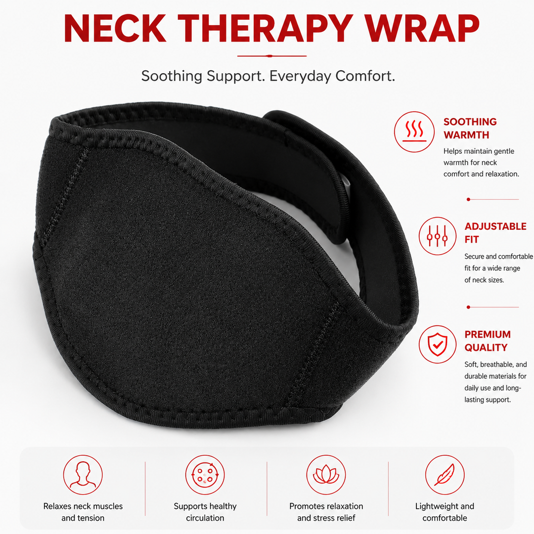 Premium Tourmaline Magnetic Neck Support Belt Self Heating Infrared Style Wrap Neck &amp; Upper Back Comfort Adjustable Pain Relief Support Strap Breathable