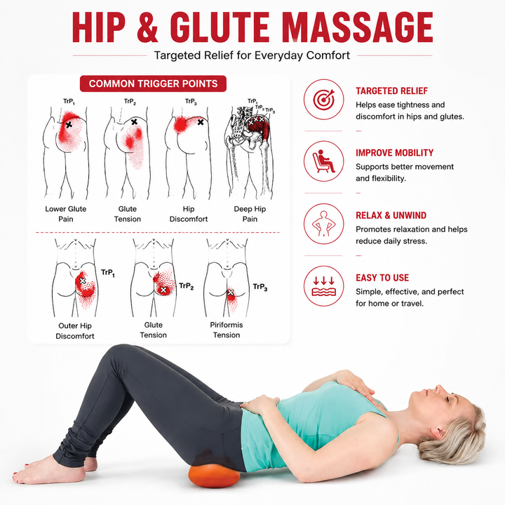 Premium Trigger Point Massager Tool Deep Tissue Massage Tool Back Hip Glute Psoas Release Body Massage Tool Portable Home Gym Travel Daily Use