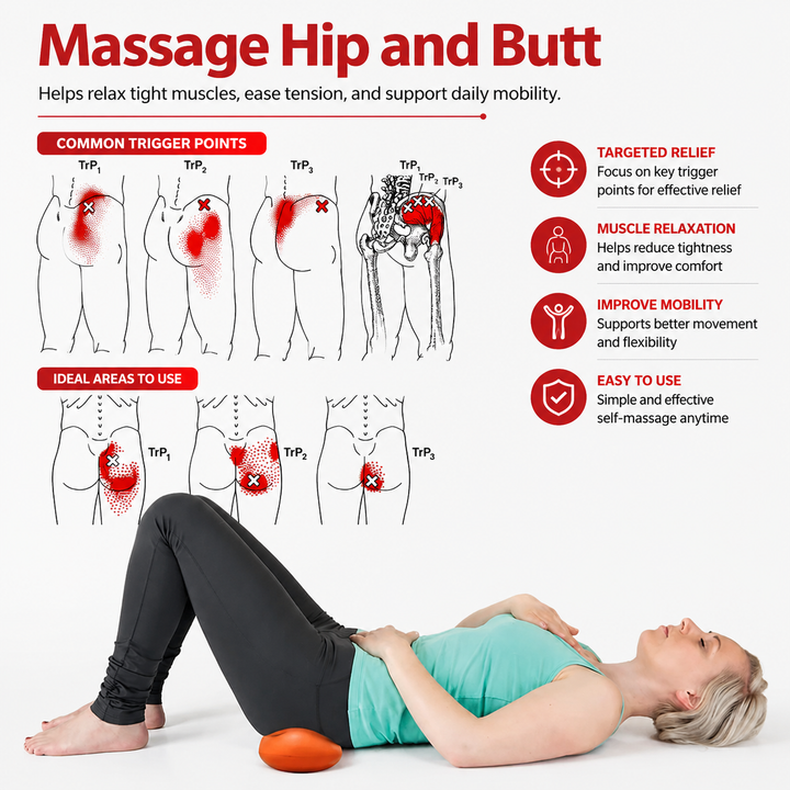 Premium Trigger Point Massager Tool Deep Tissue Muscle Release 14 Nodes Ergonomic Design for Lower Back Glutes Hips Gym Work Daily Use Portable