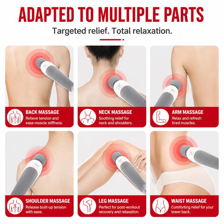 Premium USB Handheld Electric Massager Cordless Vibration Wand Deep Tissue Muscle Pain Relief Neck Back 5 Modes Portable Relaxation Device
