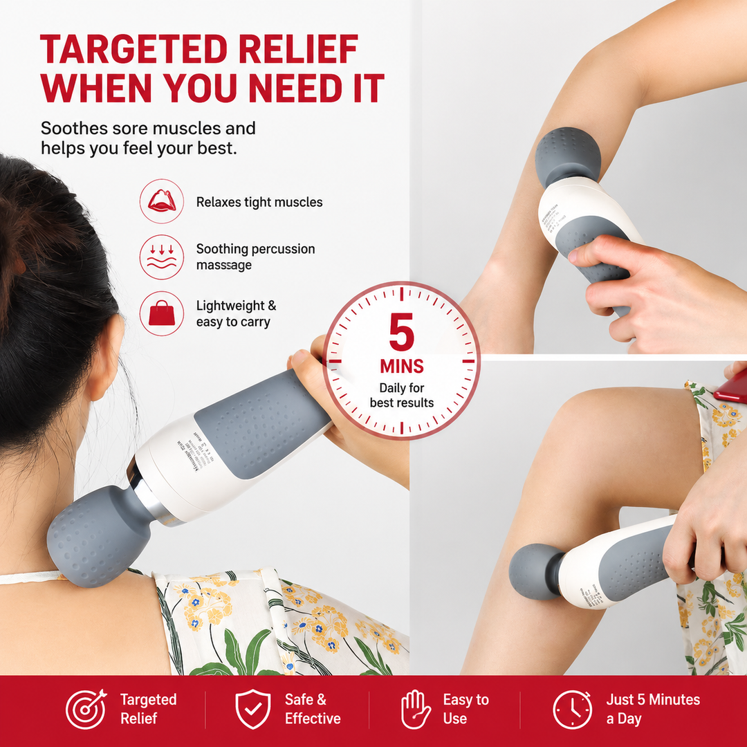 Premium USB Handheld Electric Massager Cordless Vibration Wand Deep Tissue Muscle Pain Relief Neck Back 5 Modes Portable Relaxation Device