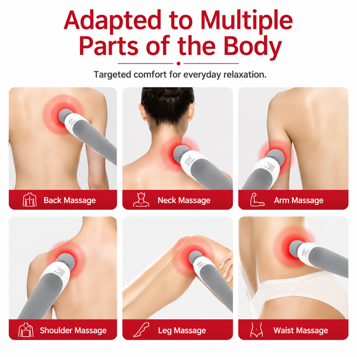Premium USB Handheld Electric Massager High Frequency Vibration Wand Neck Back Muscle Relief Deep Tissue Massage Device 5 Modes Cordless Use