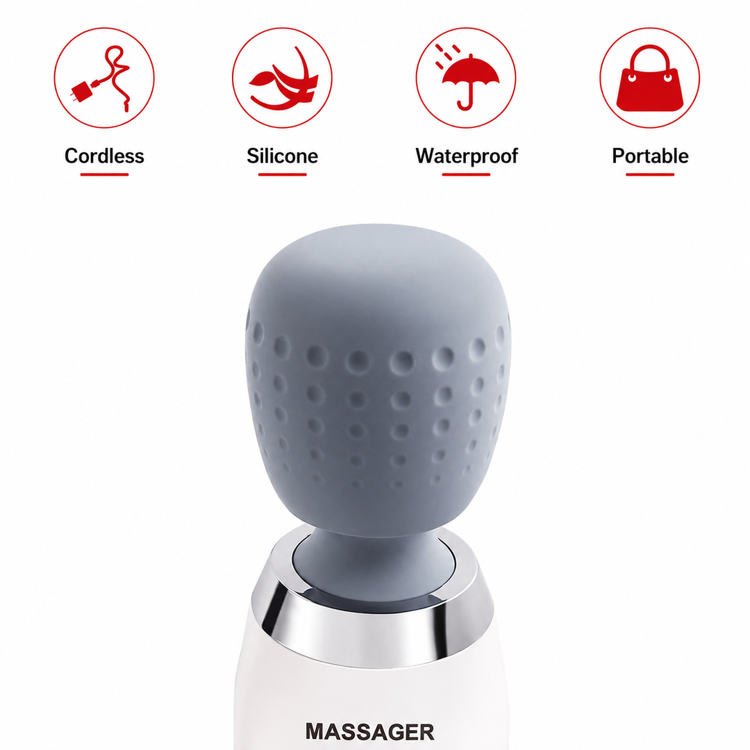 Premium USB Handheld Electric Massager High Frequency Vibration Wand Neck Back Muscle Relief Deep Tissue Massage Device 5 Modes Cordless Use