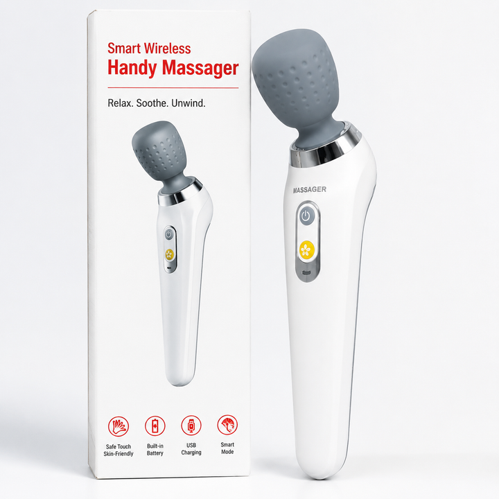 Premium USB Handheld Electric Massager High Frequency Vibration Wand Neck Back Muscle Relief Deep Tissue Massage Device 5 Modes Cordless Use